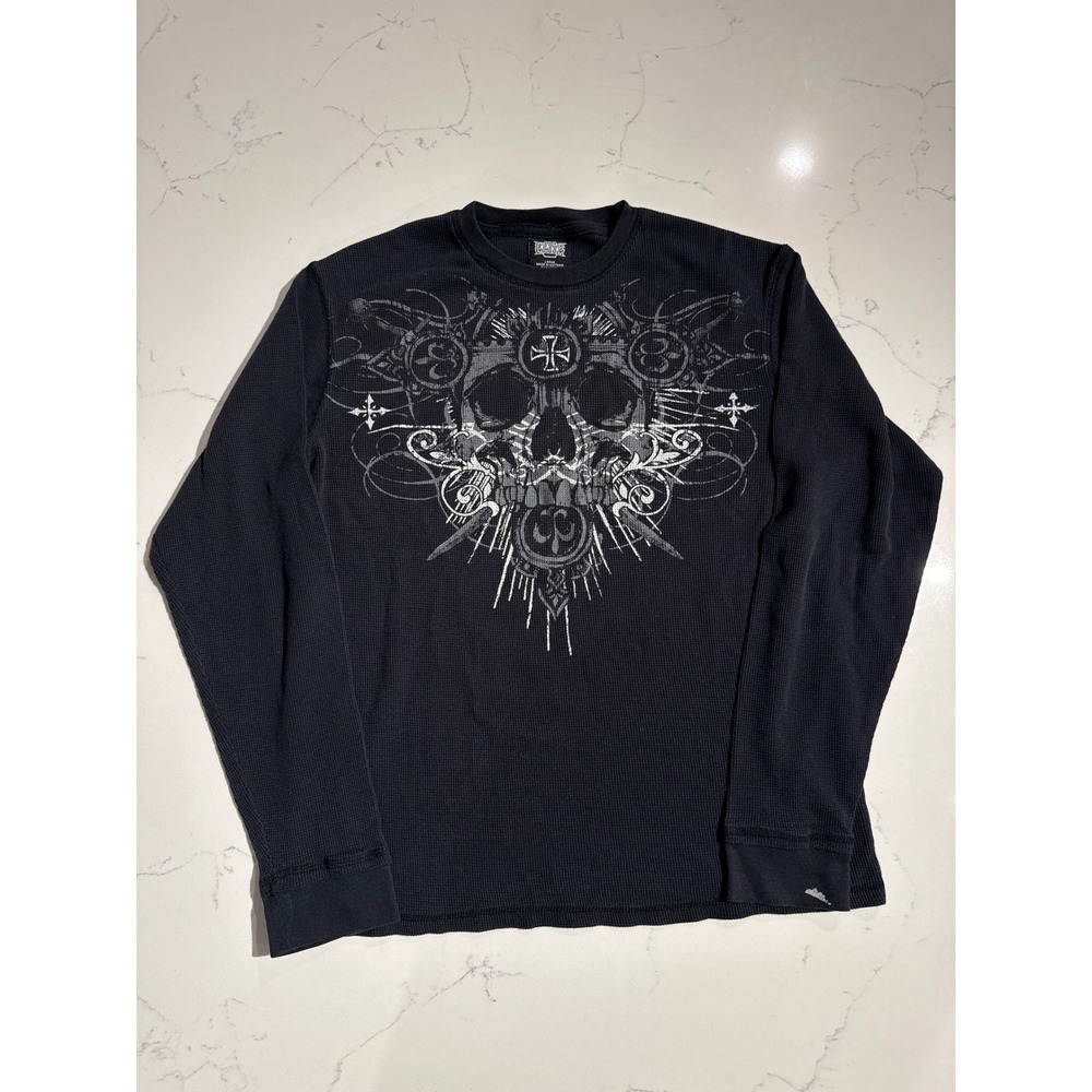MMA Elite Mens Black Waffle Knit Thermal Long Sleeve